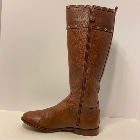 Tory Burch Brown Leather Studded Riding Boots 8.5 - Picture 3 of 15
